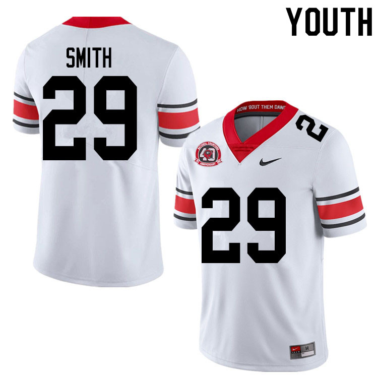 Georgia Bulldogs Youth Christopher Smith #29 White 2020 1980 National Champions 40th Anniversary Stitched College UGA Football Jersey 23ZR011PT